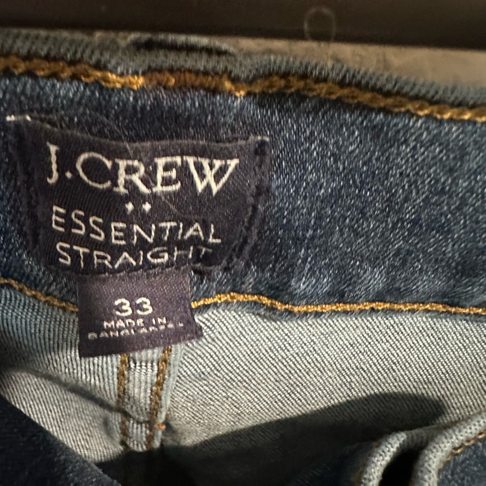 J. Crew Women's Blue Rhinestone Embellished Essential Straight Jeans Sz 33 - Picture 4 of 5